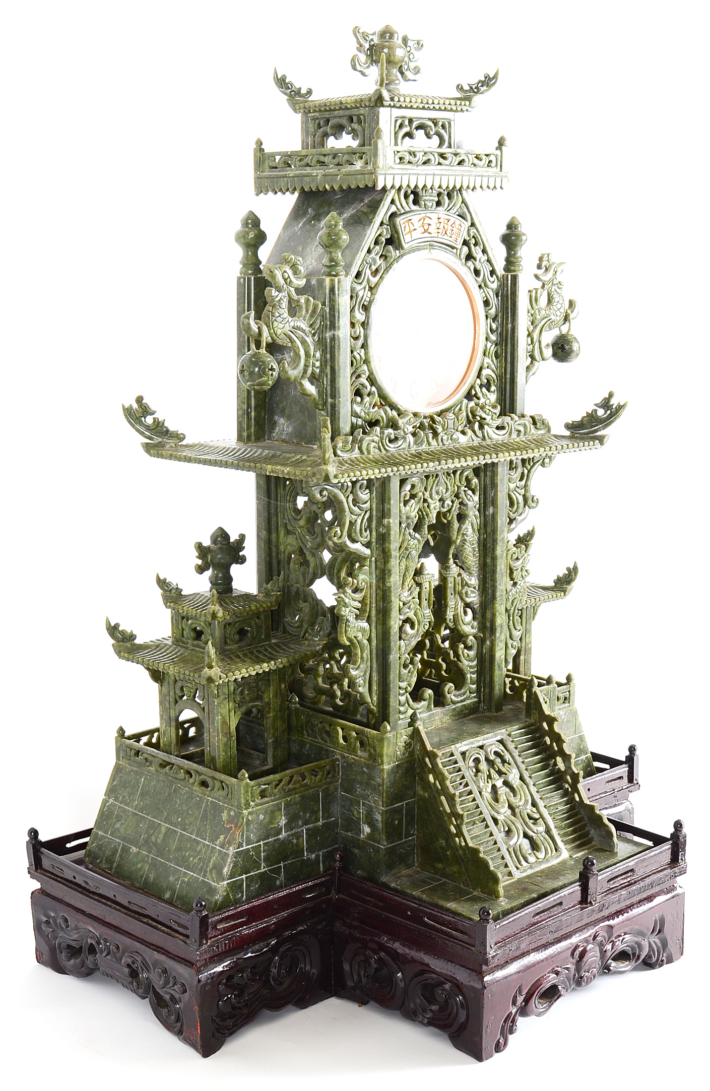 Large Chinese Serpentine Temple Clock
