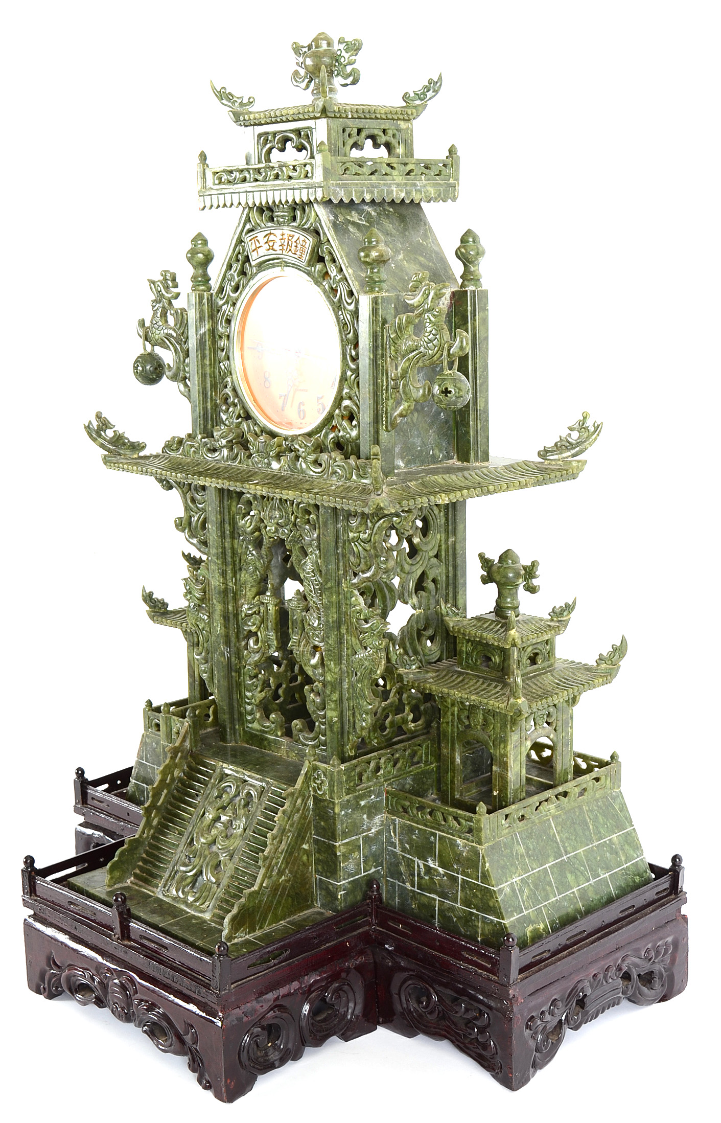 Large Chinese Serpentine Temple Clock