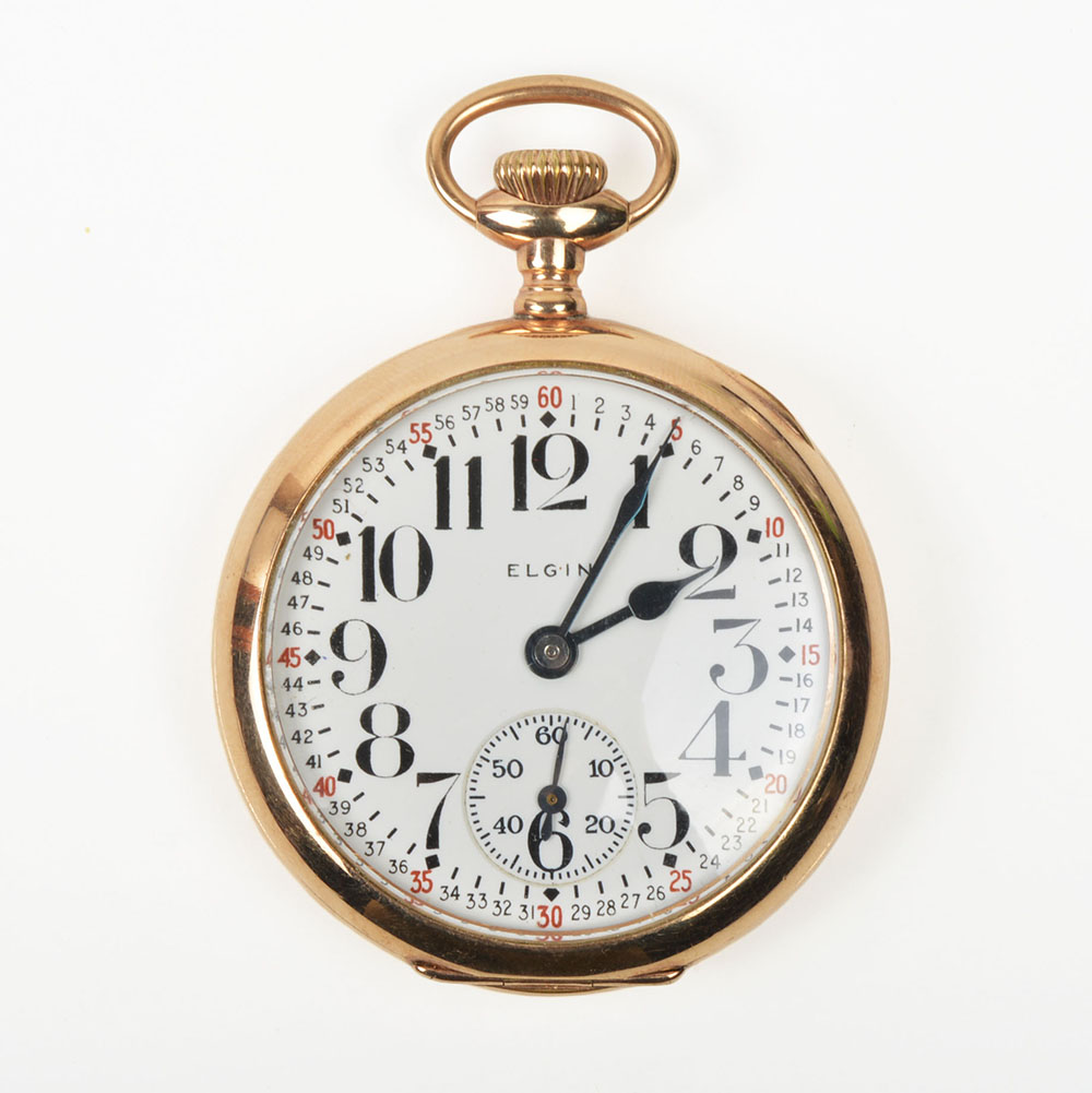 1937 Elgin 17 Jewel Railroad Dial Pocket Watch