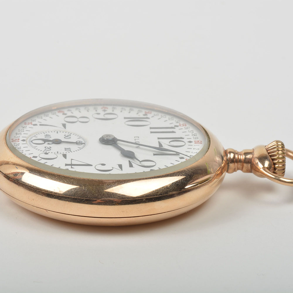 1937 Elgin 17 Jewel Railroad Dial Pocket Watch
