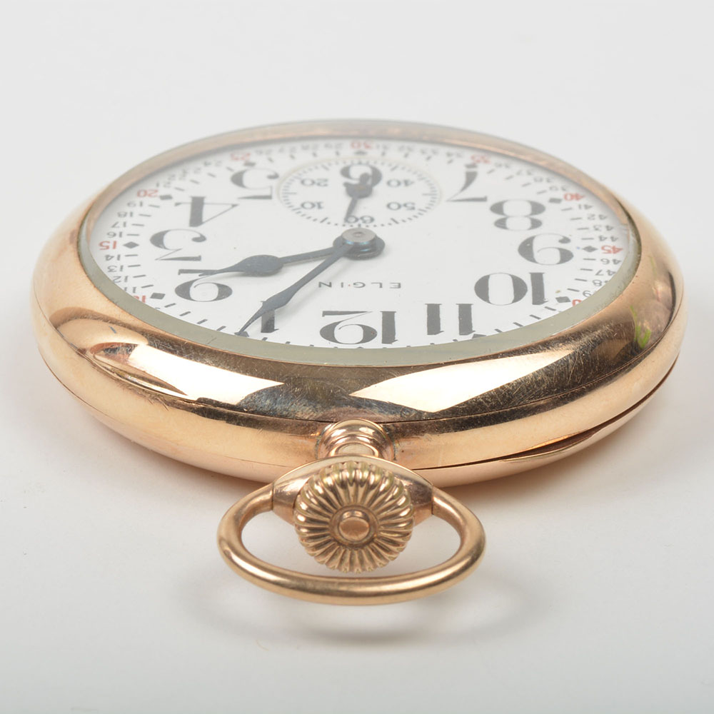 1937 Elgin 17 Jewel Railroad Dial Pocket Watch