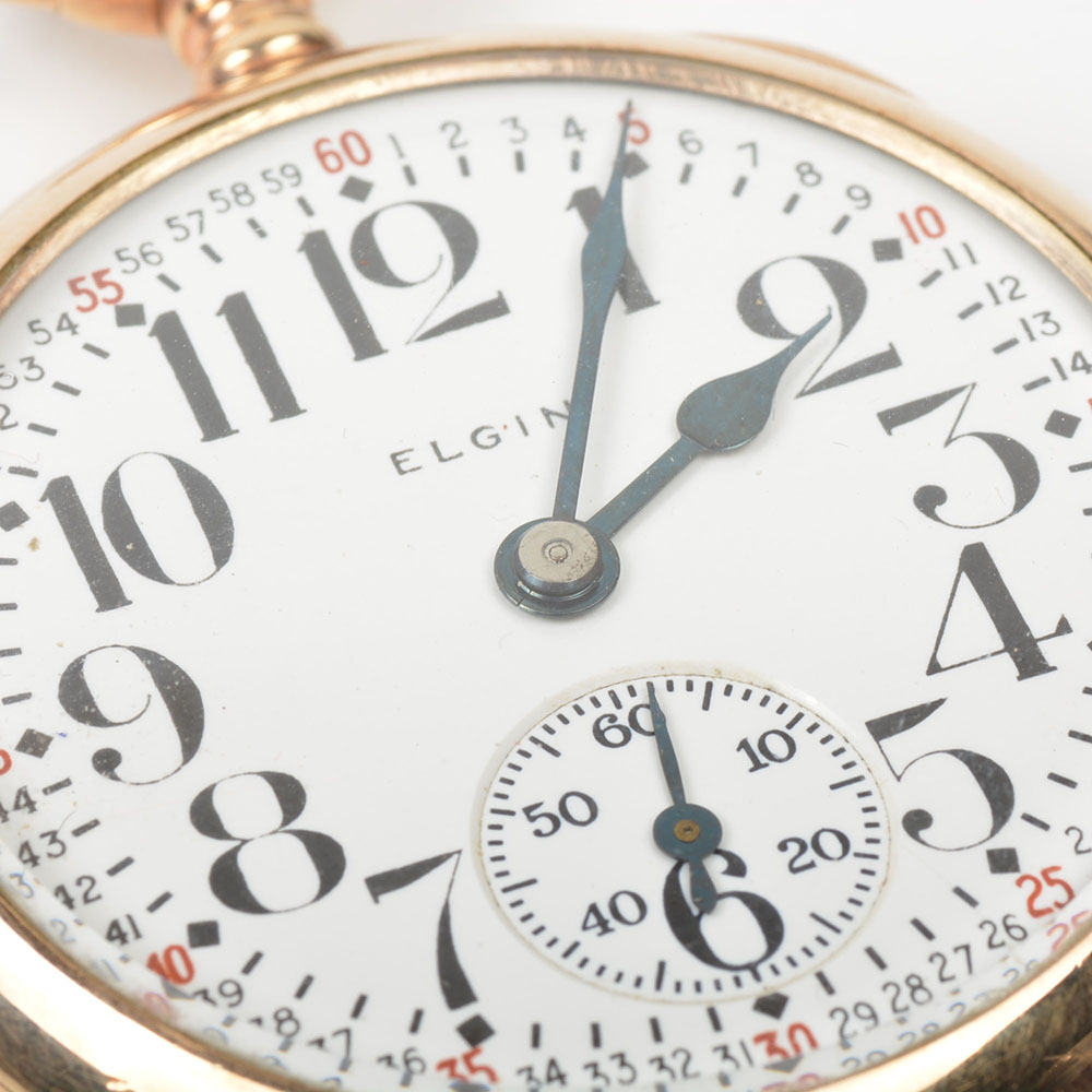 1937 Elgin 17 Jewel Railroad Dial Pocket Watch