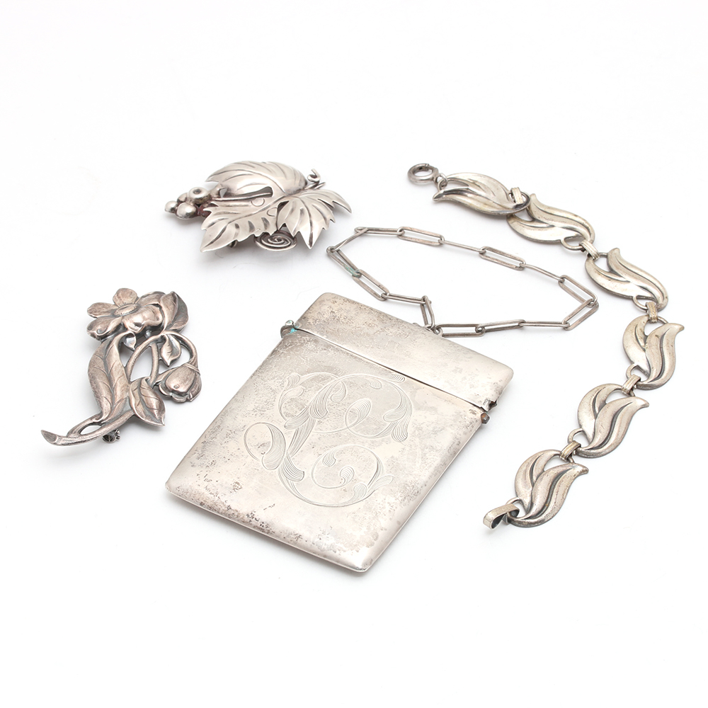 Sterling Silver Bracelet and Brooches