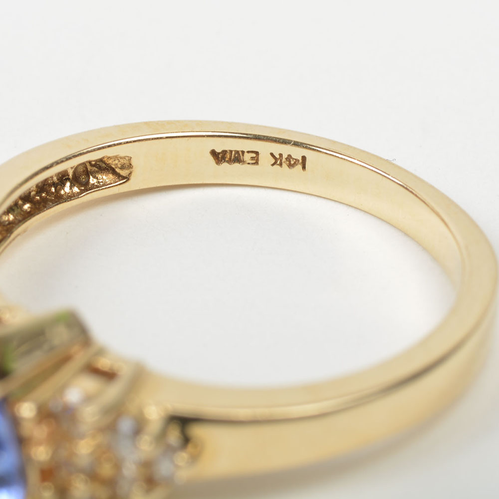14K Yellow Gold Tanzanite and Diamond Ring
