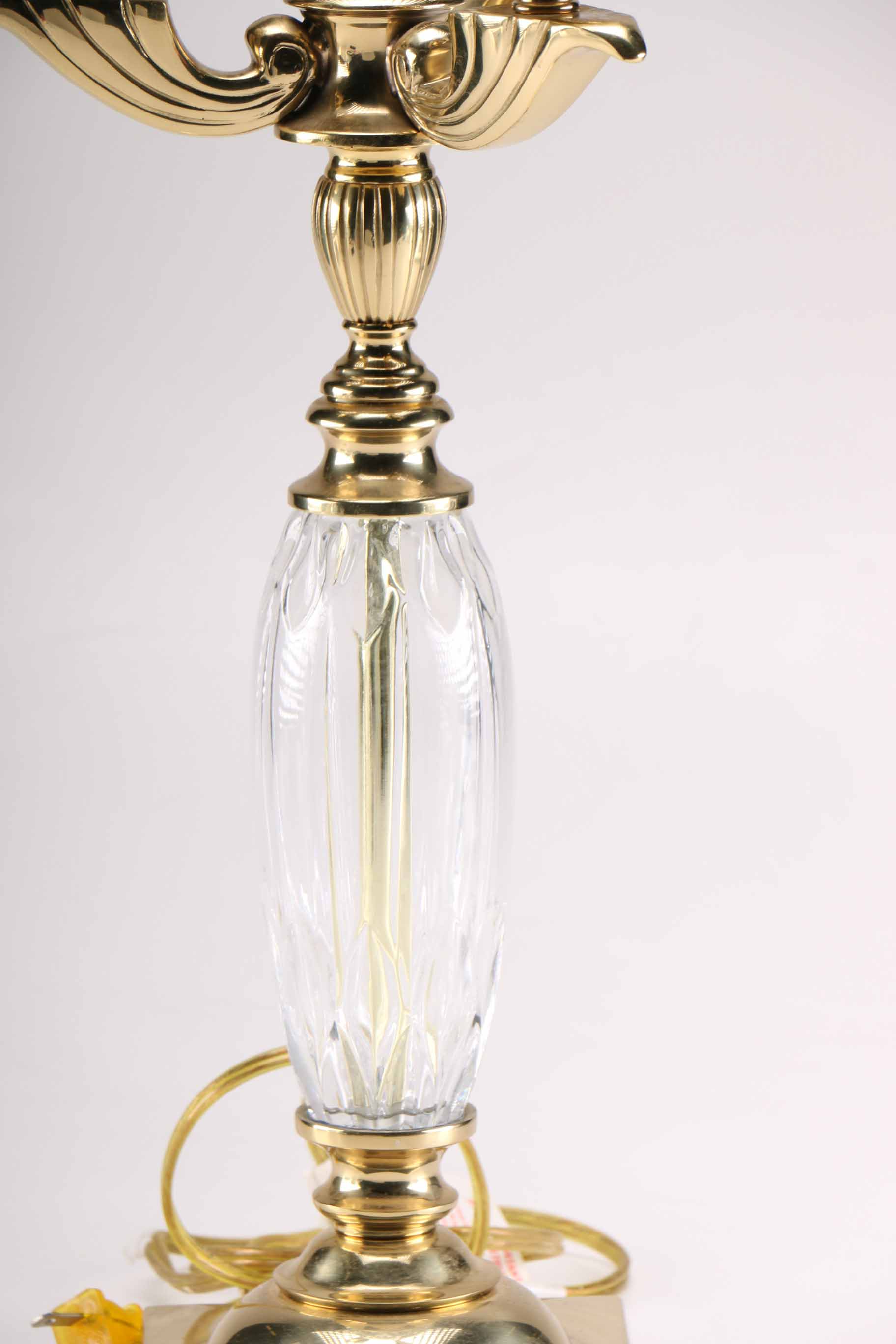 Glass and Gold Tone Candelabra Table Lamp