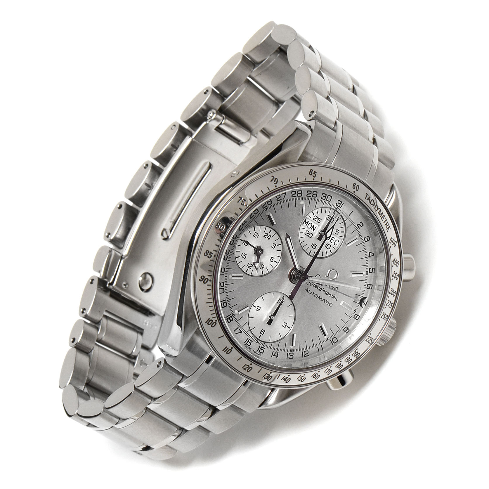 Omega Speedmaster Triple Calendar Silver Chrono Steel Automatic