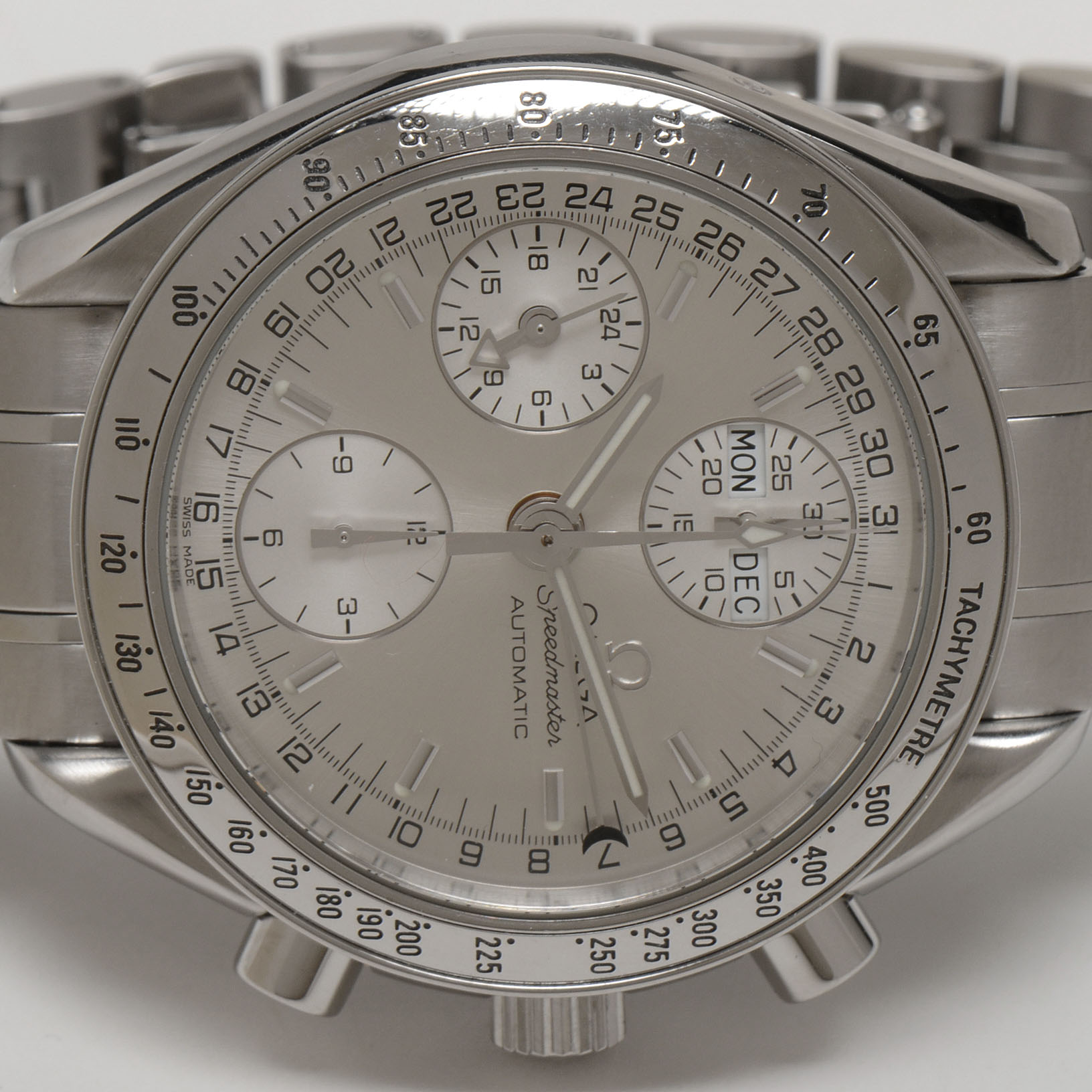 Omega Speedmaster Triple Calendar Silver Chrono Steel Automatic