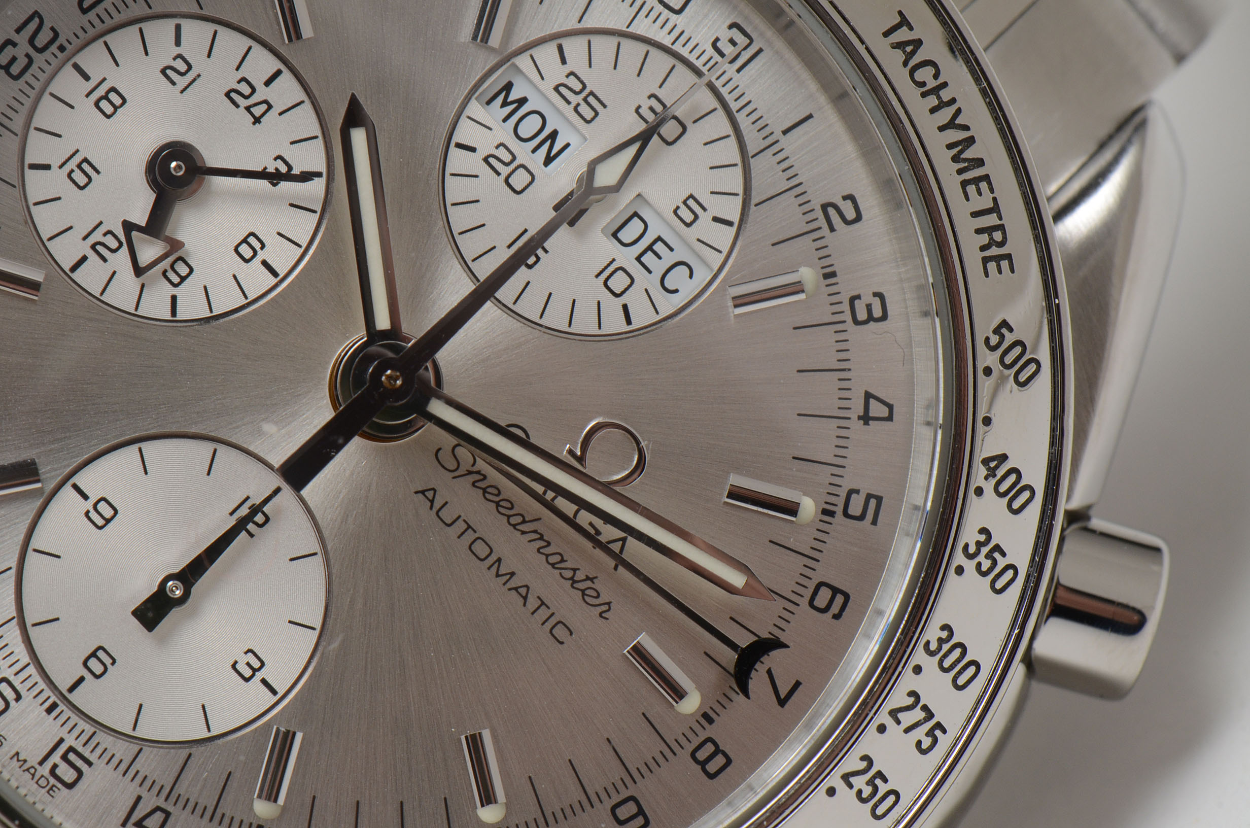 Omega Speedmaster Triple Calendar Silver Chrono Steel Automatic