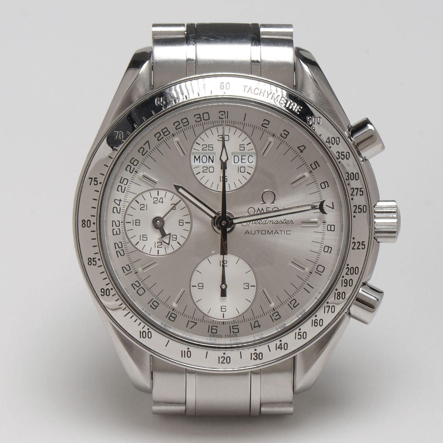 Omega Speedmaster Triple Calendar Silver Chrono Steel Automatic