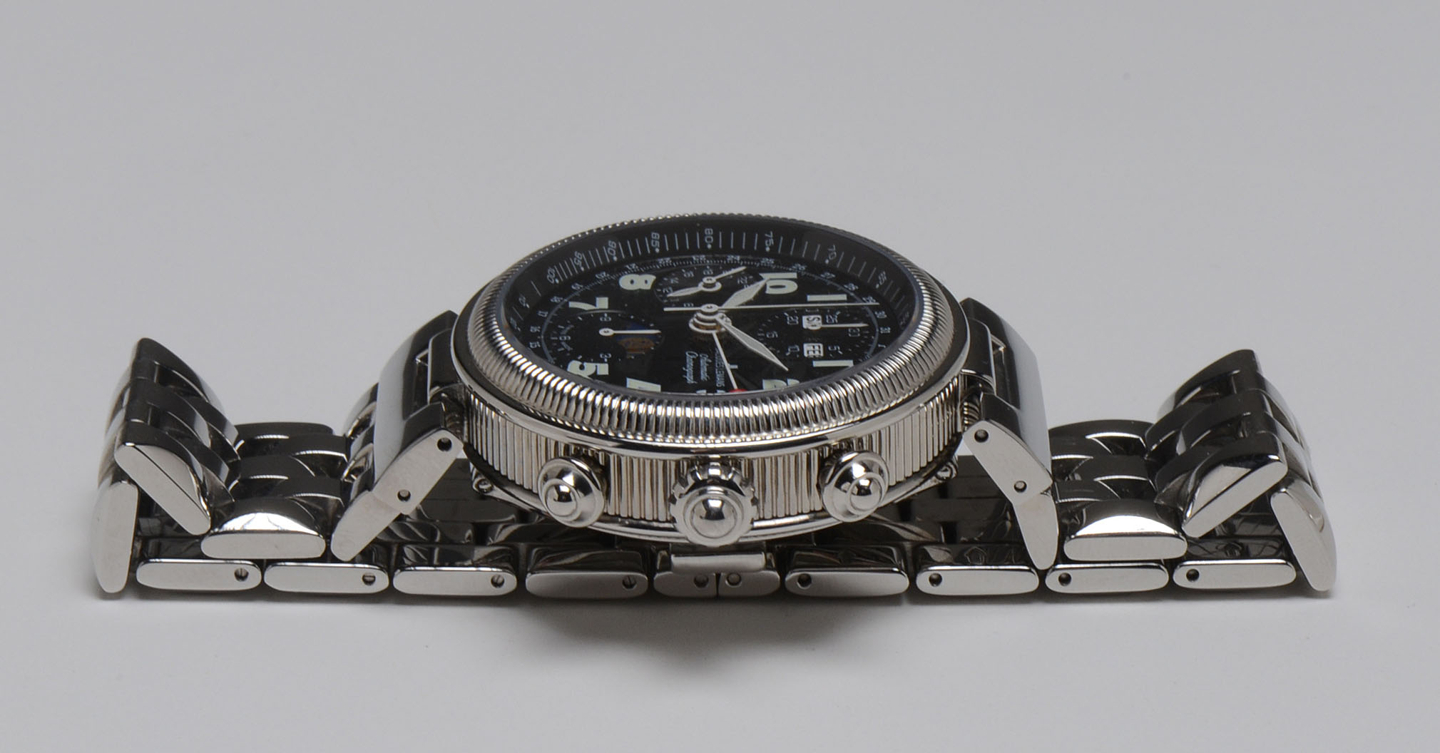 Men's Jaques Lemans Triple Cal Moon Phase Chrono Steel Automatic