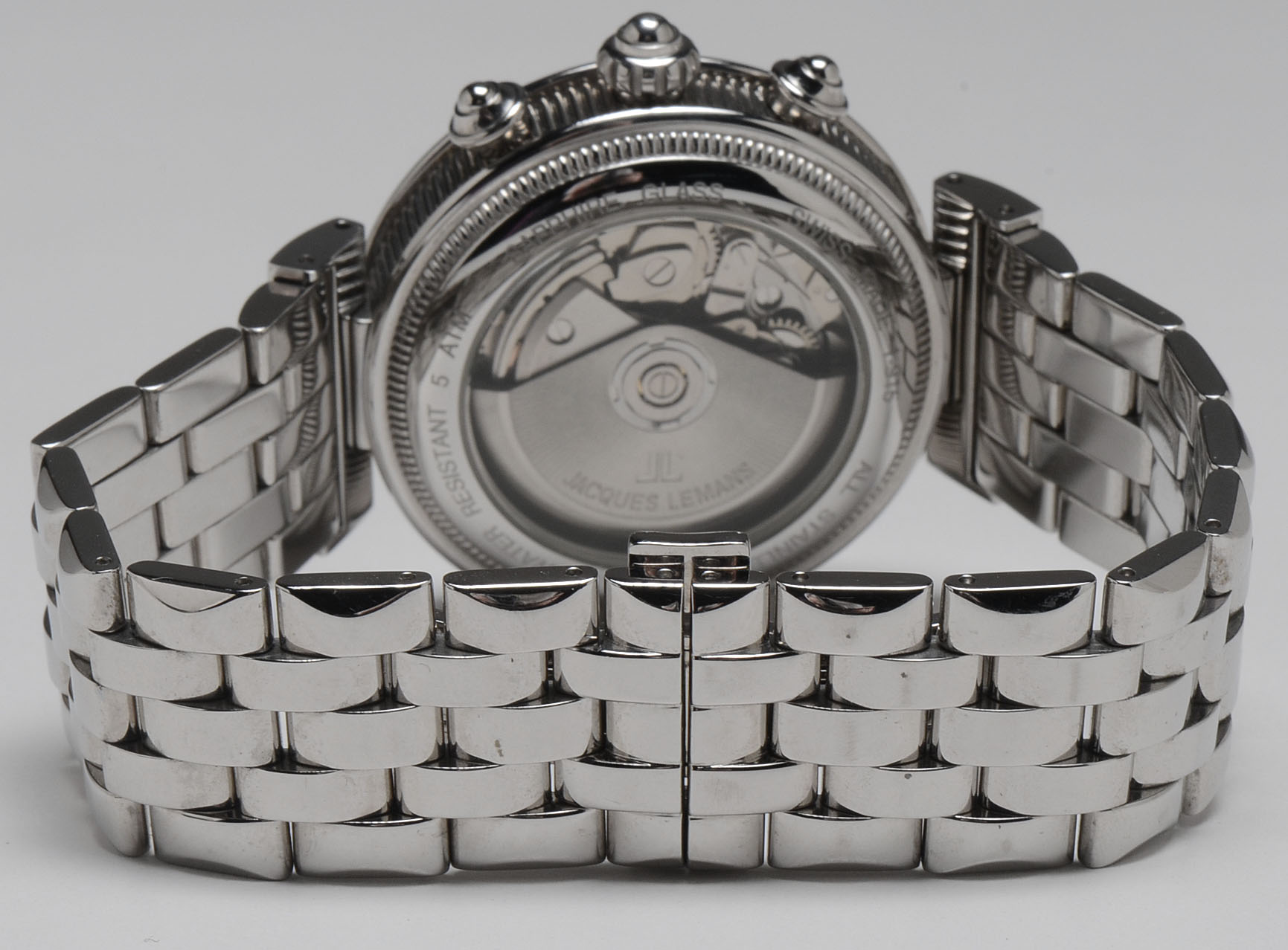 Men's Jaques Lemans Triple Cal Moon Phase Chrono Steel Automatic