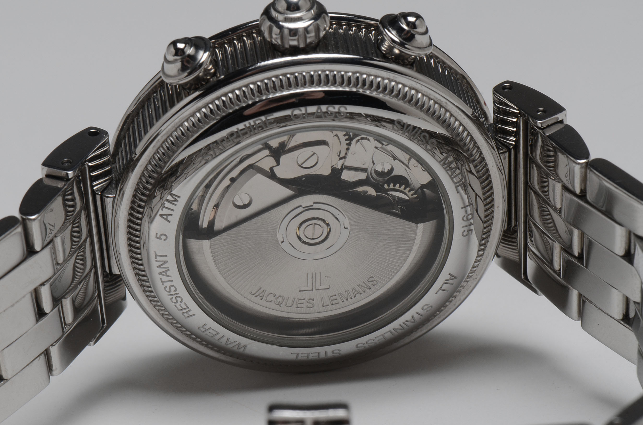 Men's Jaques Lemans Triple Cal Moon Phase Chrono Steel Automatic