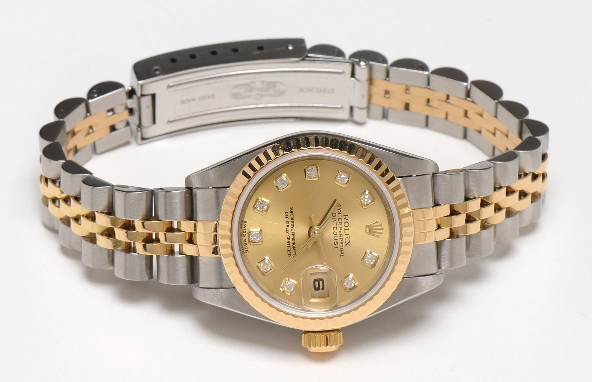 Women's Rolex Datejust 18K Gold and Steel Diamond Dial Automatic