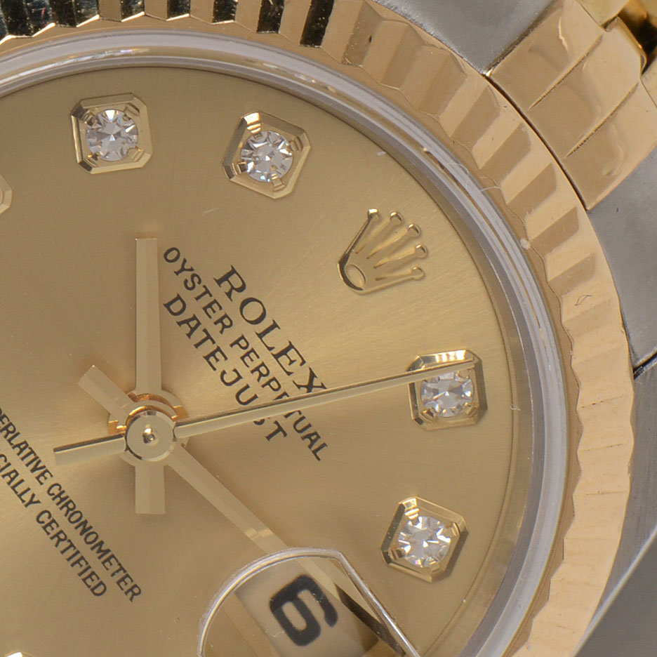 Women's Rolex Datejust 18K Gold and Steel Diamond Dial Automatic