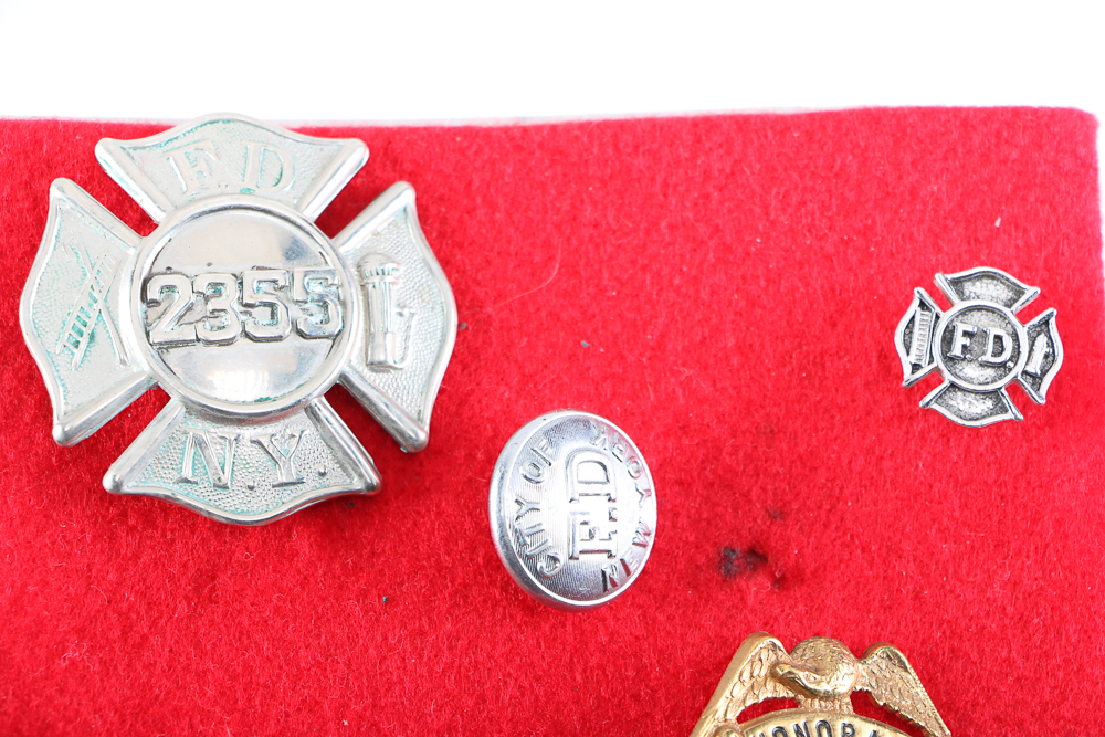 Vintage New York and Illinois Firefighter Badges and Pins