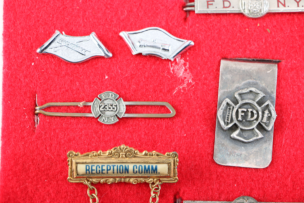 Vintage New York and Illinois Firefighter Badges and Pins