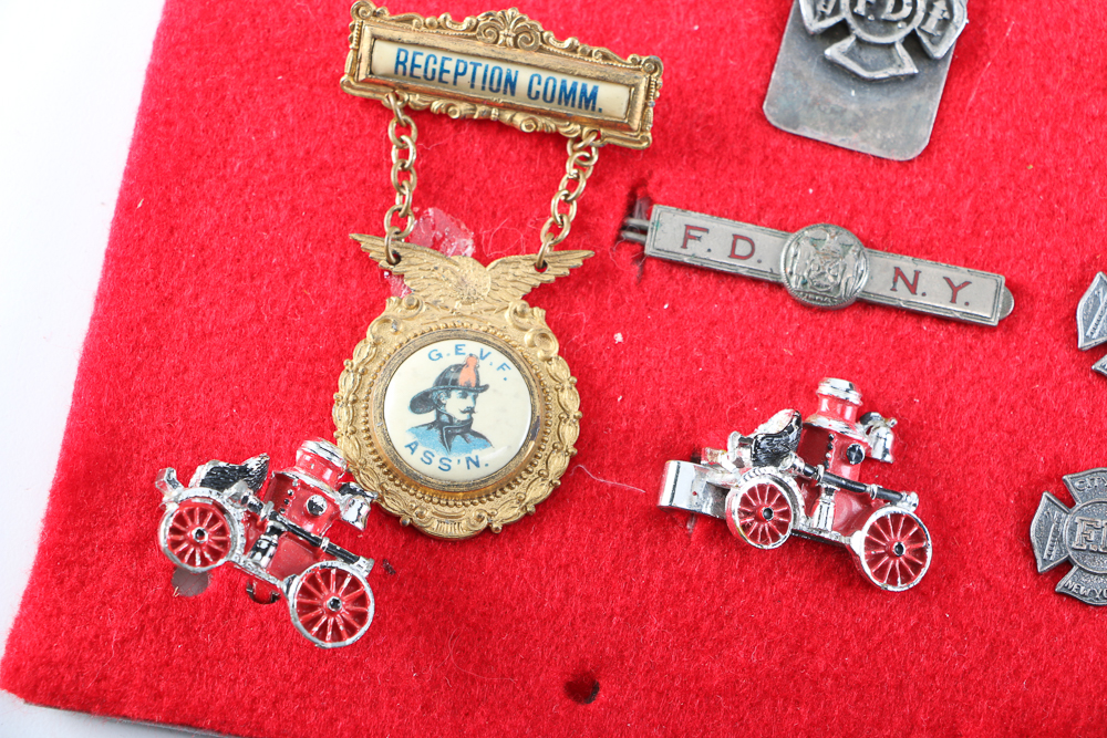 Vintage New York and Illinois Firefighter Badges and Pins