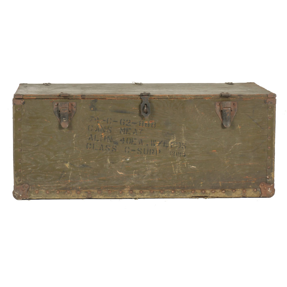 Vintage Wooden Army Steamer Trunk