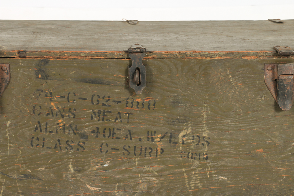 Vintage Wooden Army Steamer Trunk