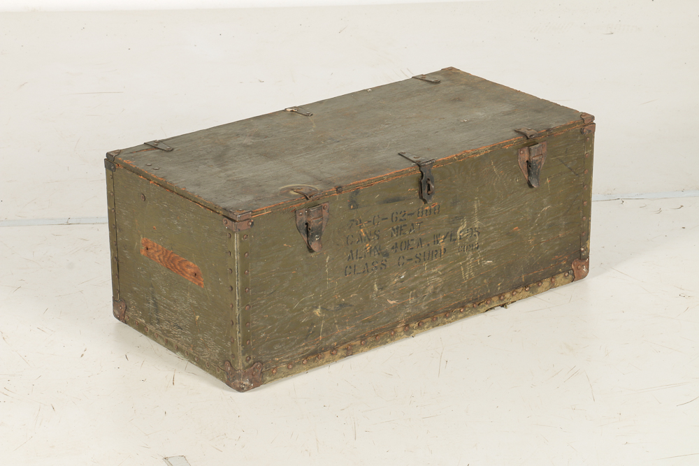 Vintage Wooden Army Steamer Trunk