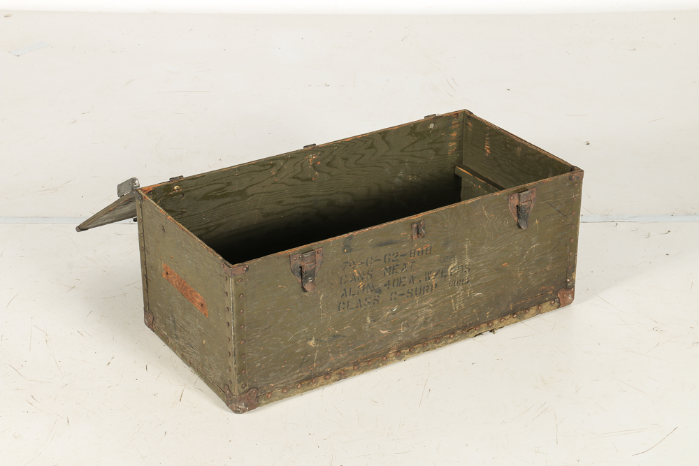 Vintage Wooden Army Steamer Trunk