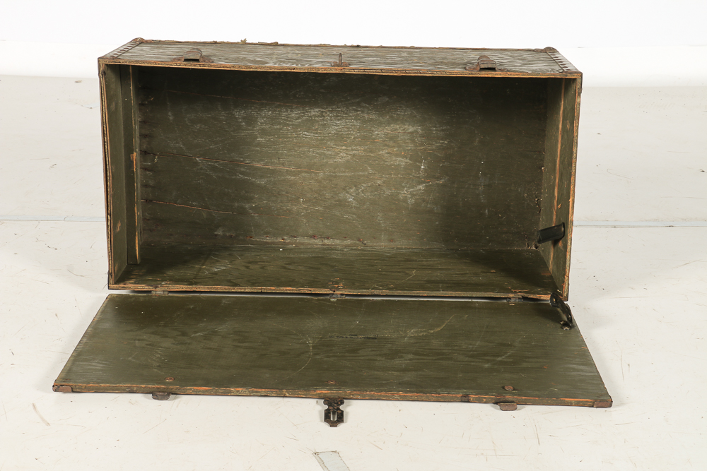 Vintage Wooden Army Steamer Trunk