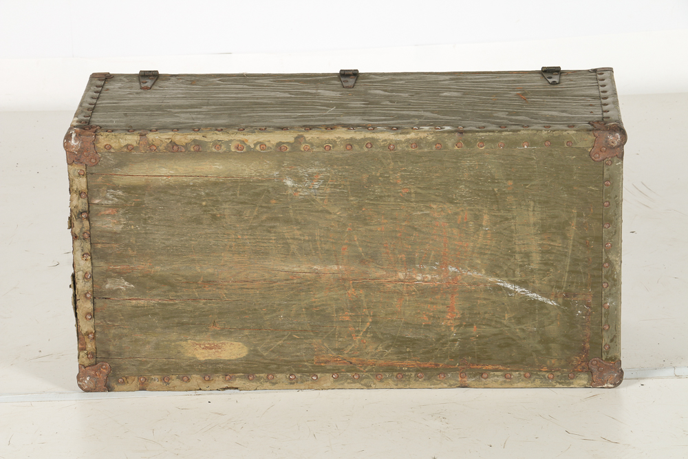Vintage Wooden Army Steamer Trunk