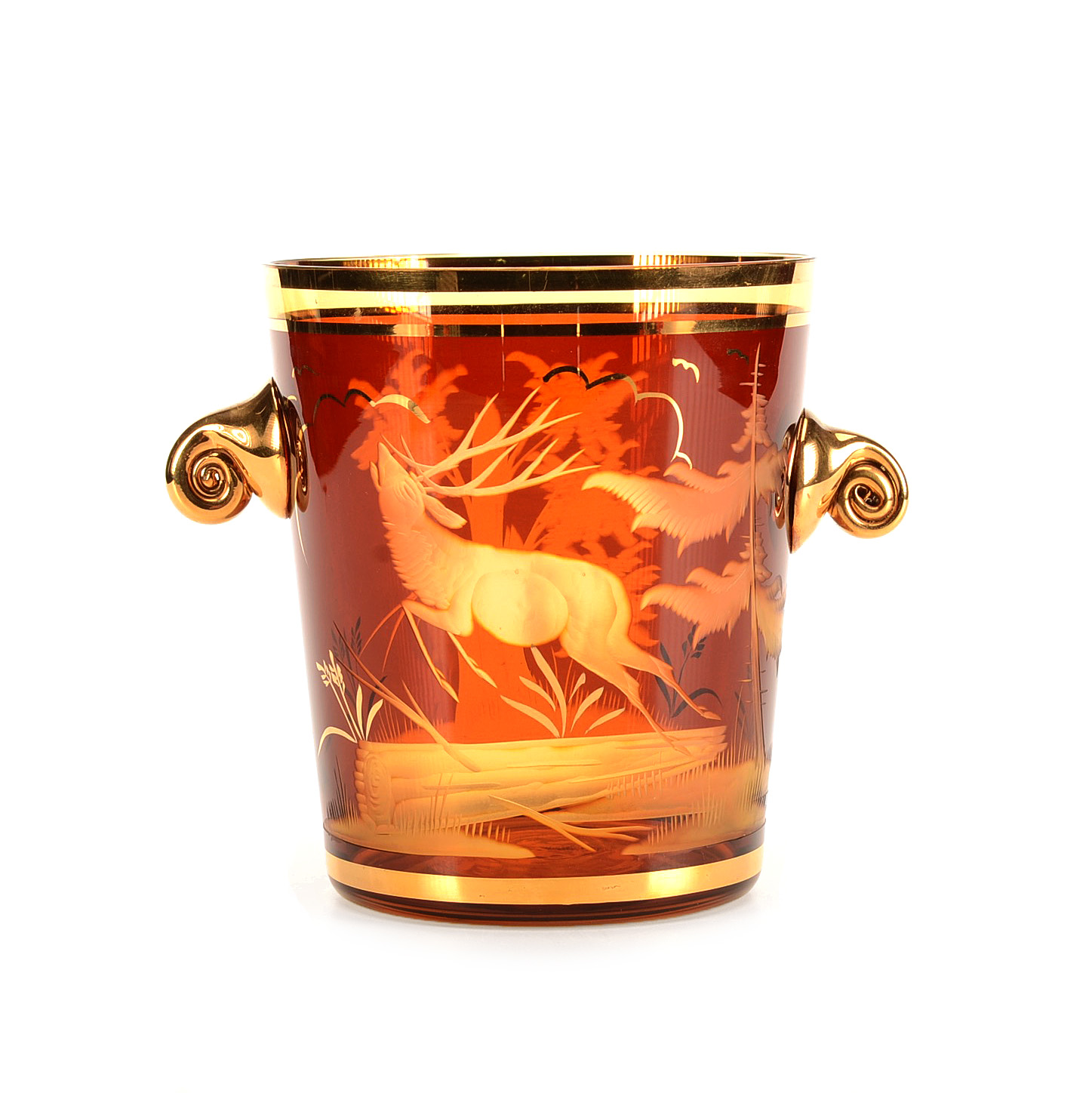 Vintage Etched Glass Ice Bucket