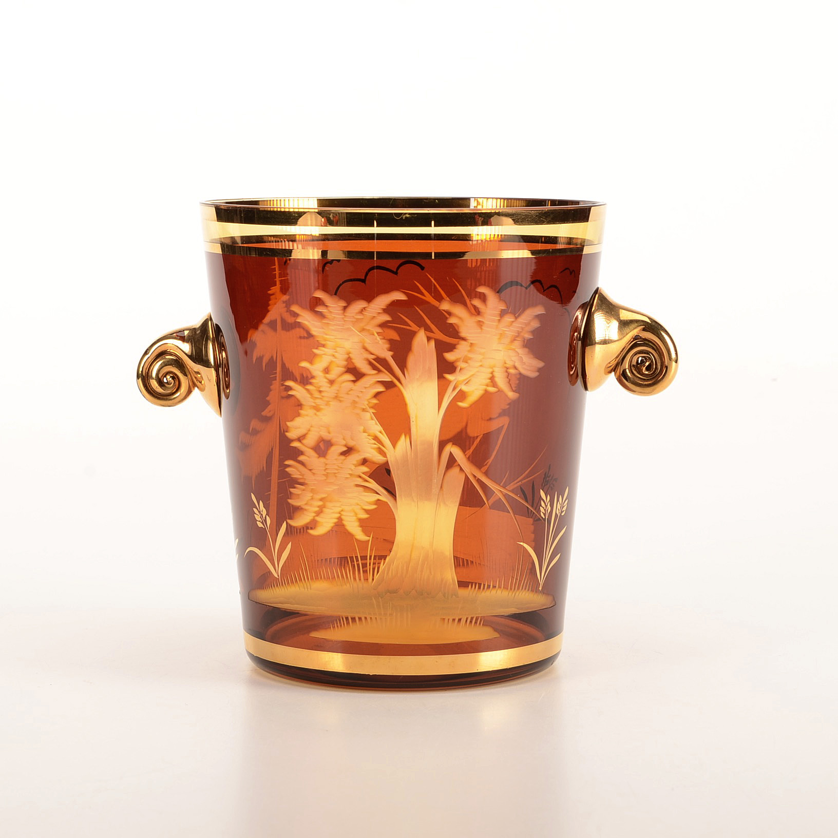 Vintage Etched Glass Ice Bucket