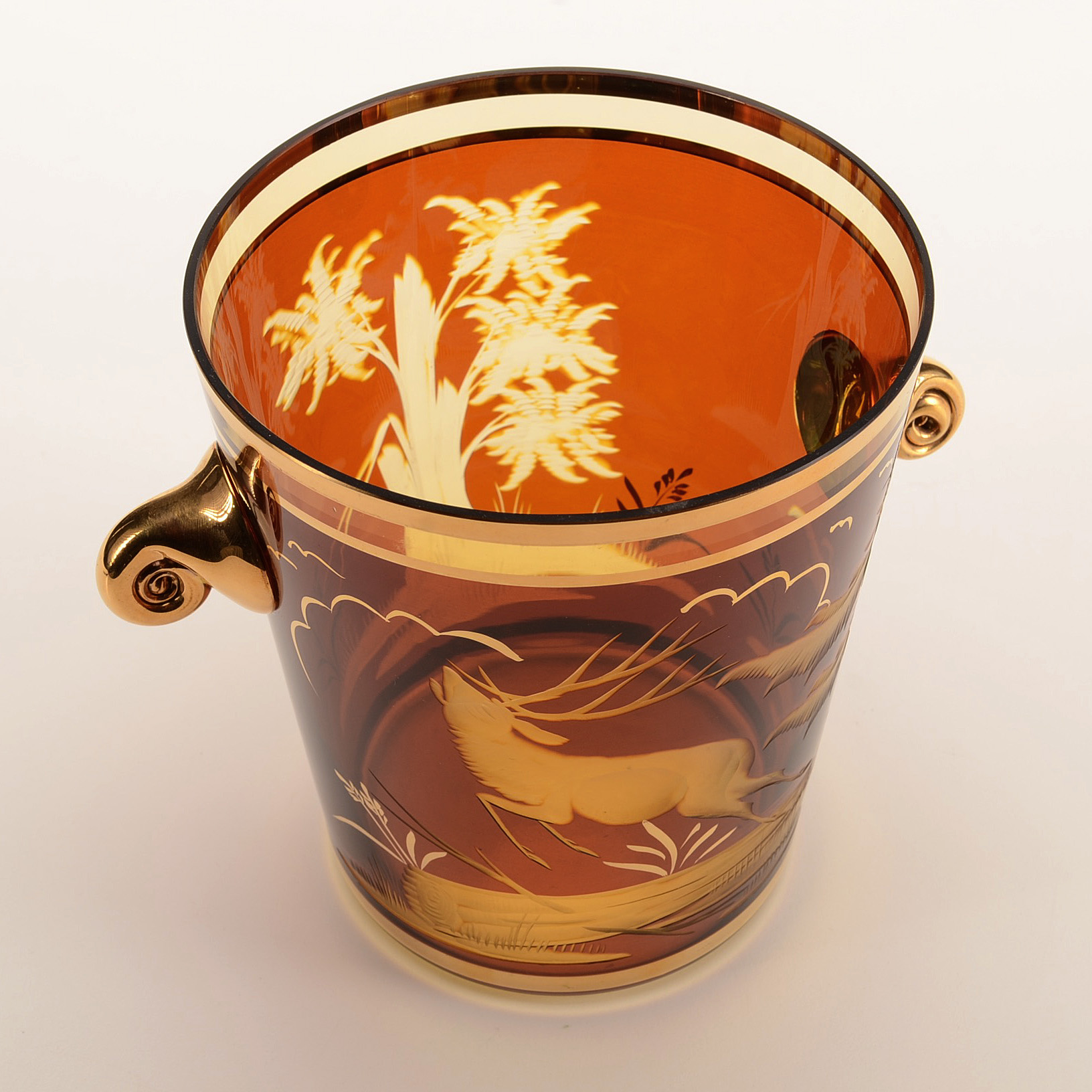 Vintage Etched Glass Ice Bucket