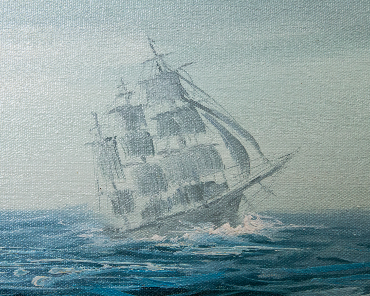 Oil Painting of Ship at Sea