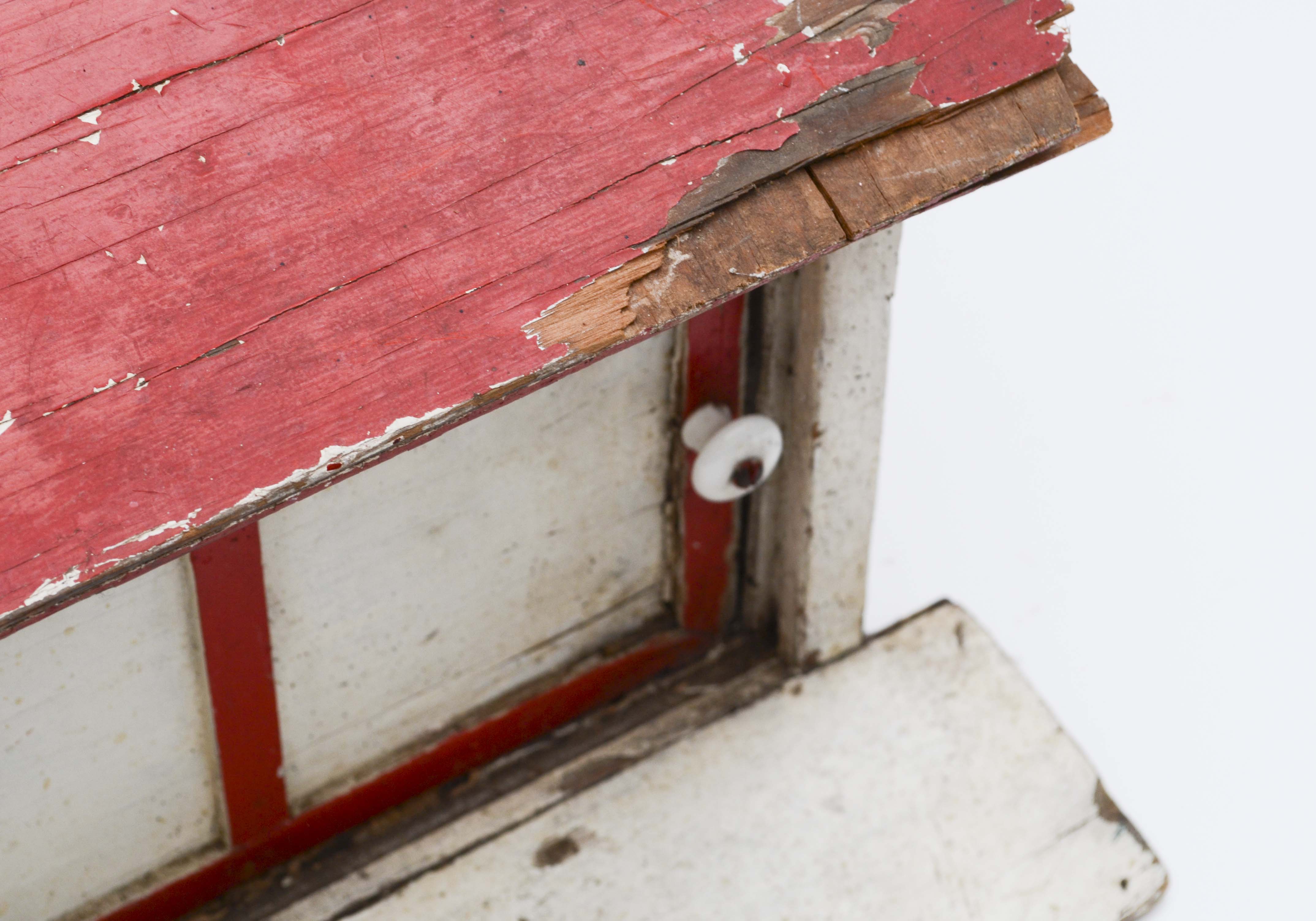 Vintage Red and White Wood Barn Toy