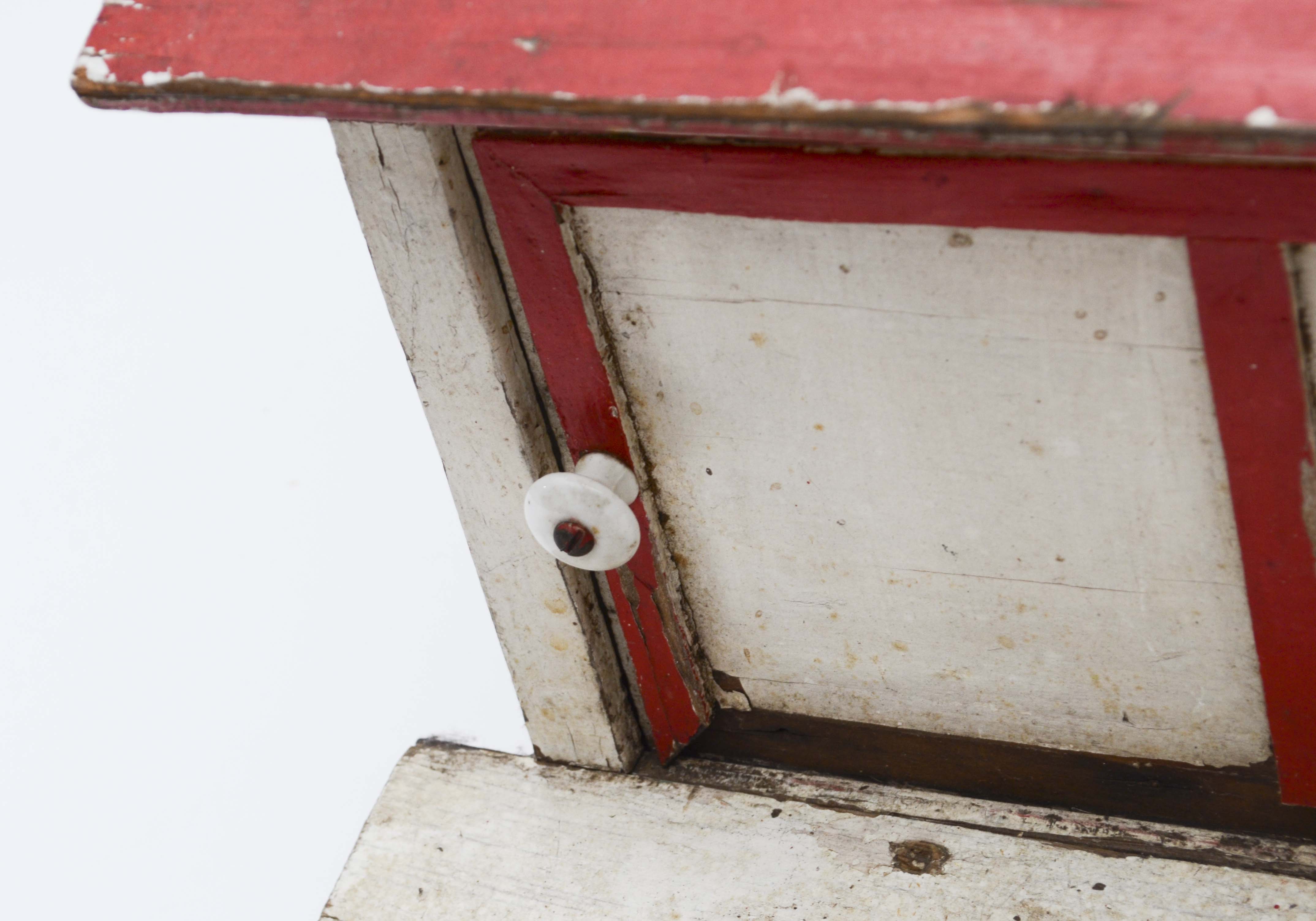 Vintage Red and White Wood Barn Toy