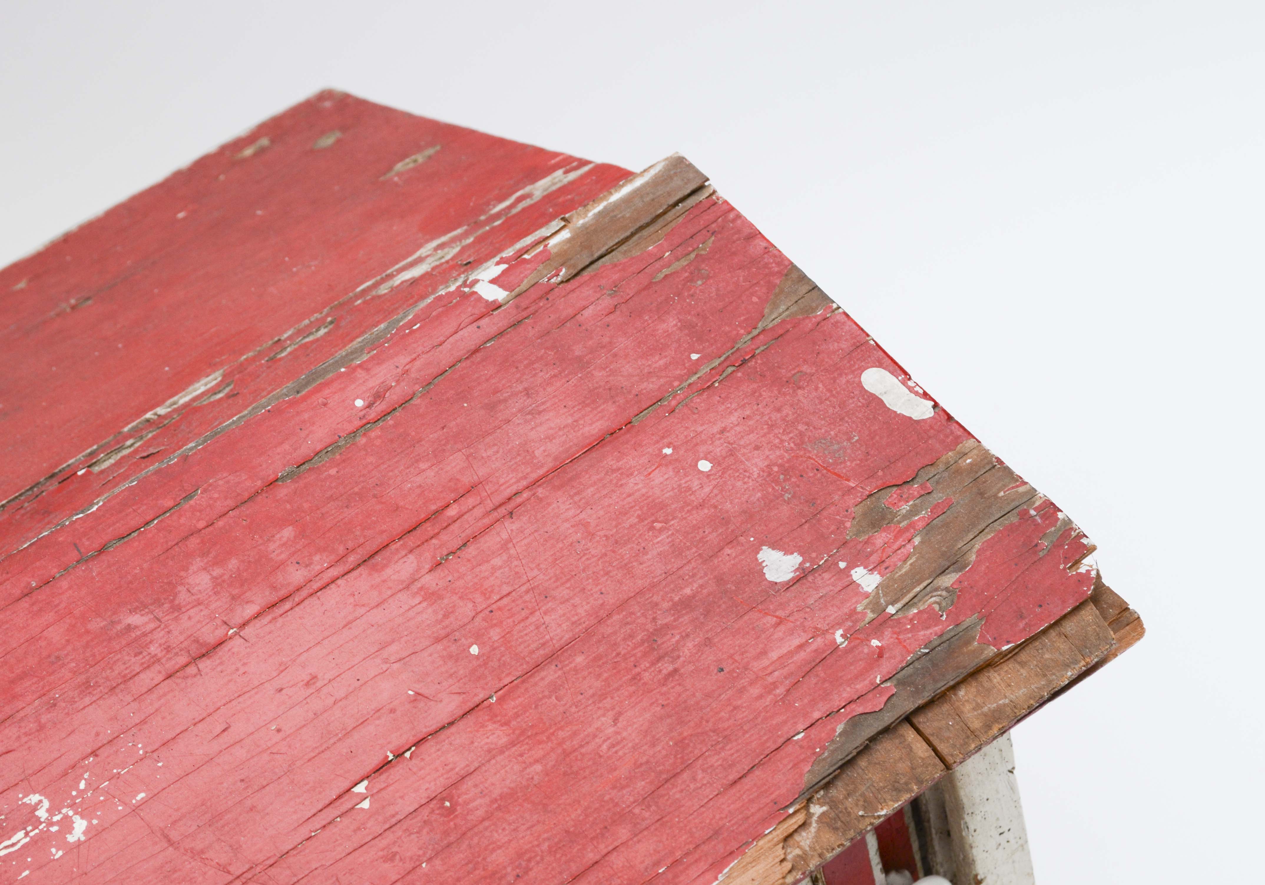 Vintage Red and White Wood Barn Toy