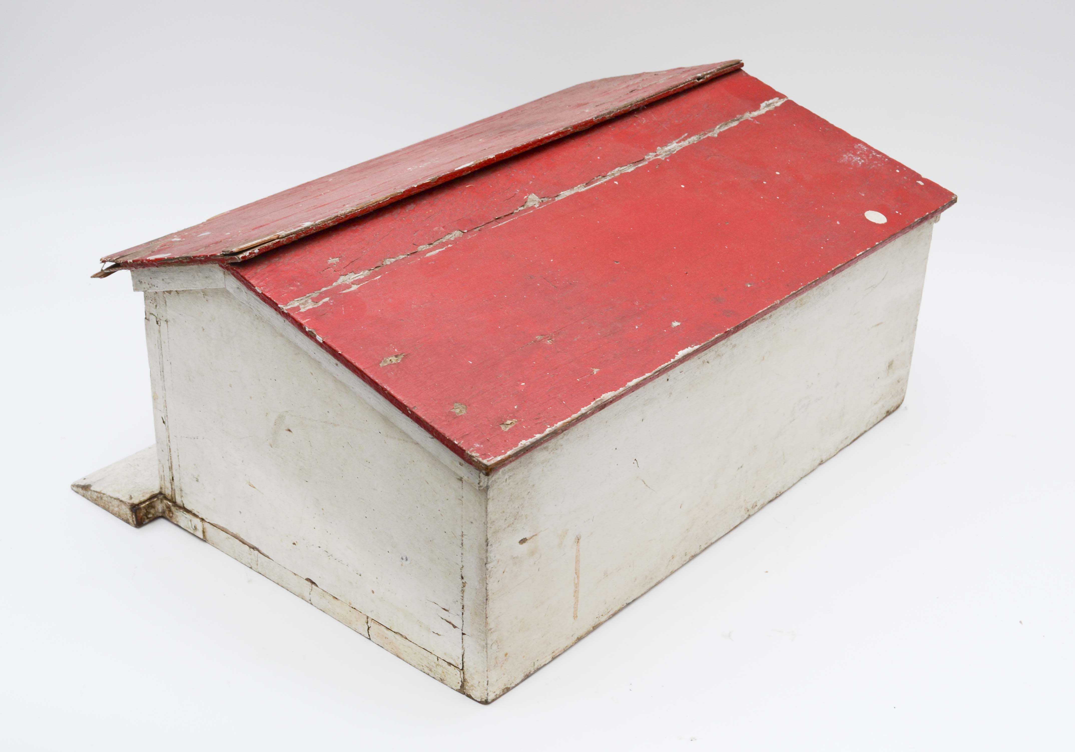 Vintage Red and White Wood Barn Toy