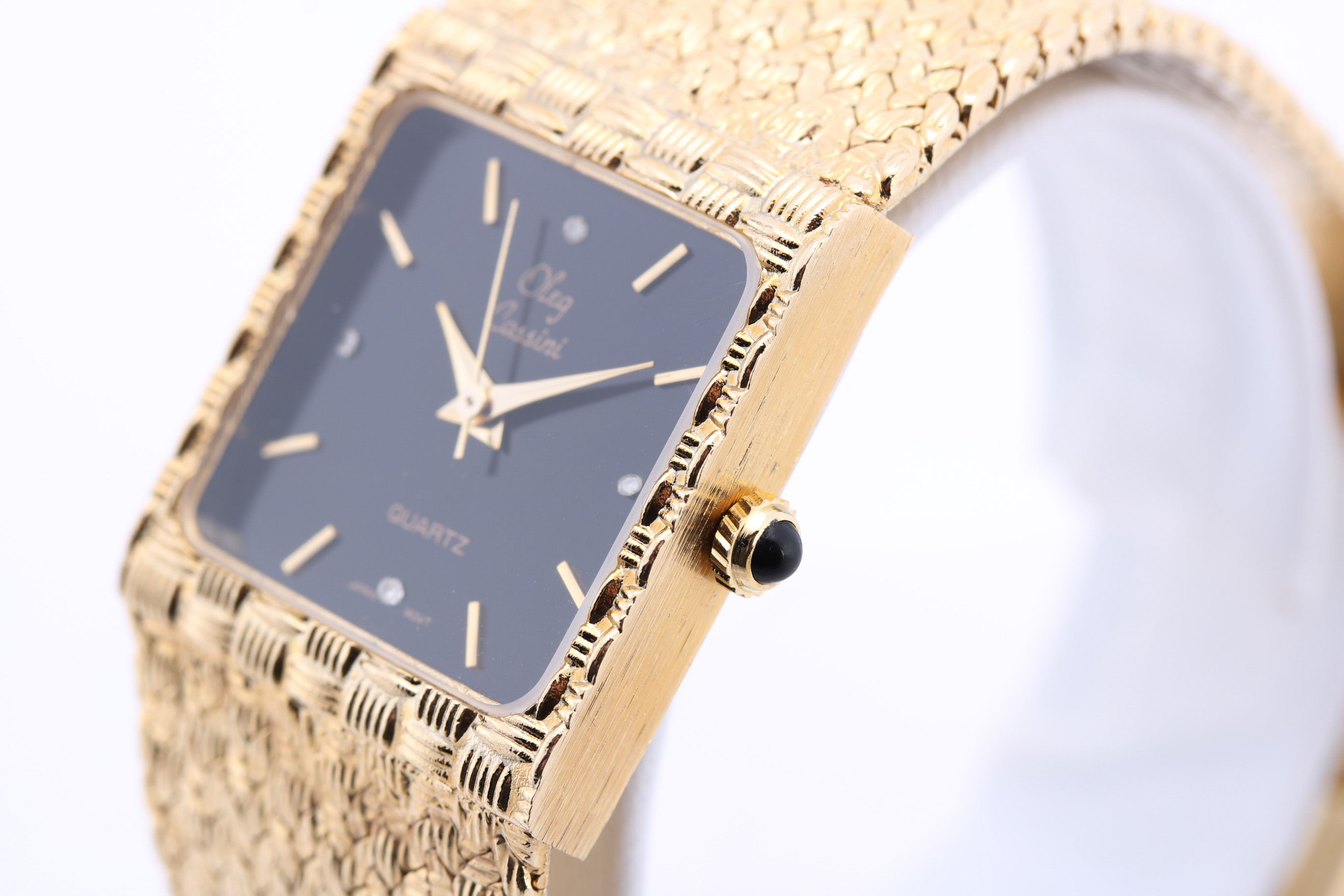 Oleg Cassini Gold Plated Diamond Accent Quartz Watch