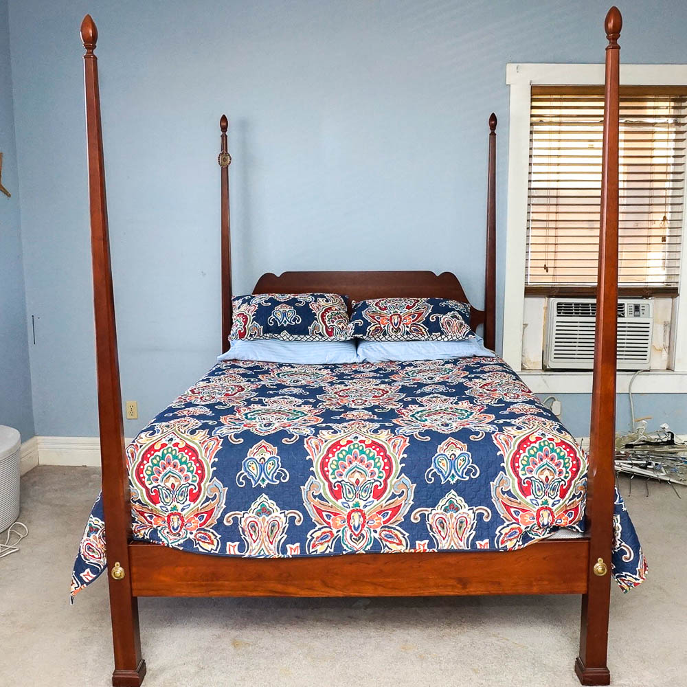 Cherry Pencil Post Queen Bed Frame