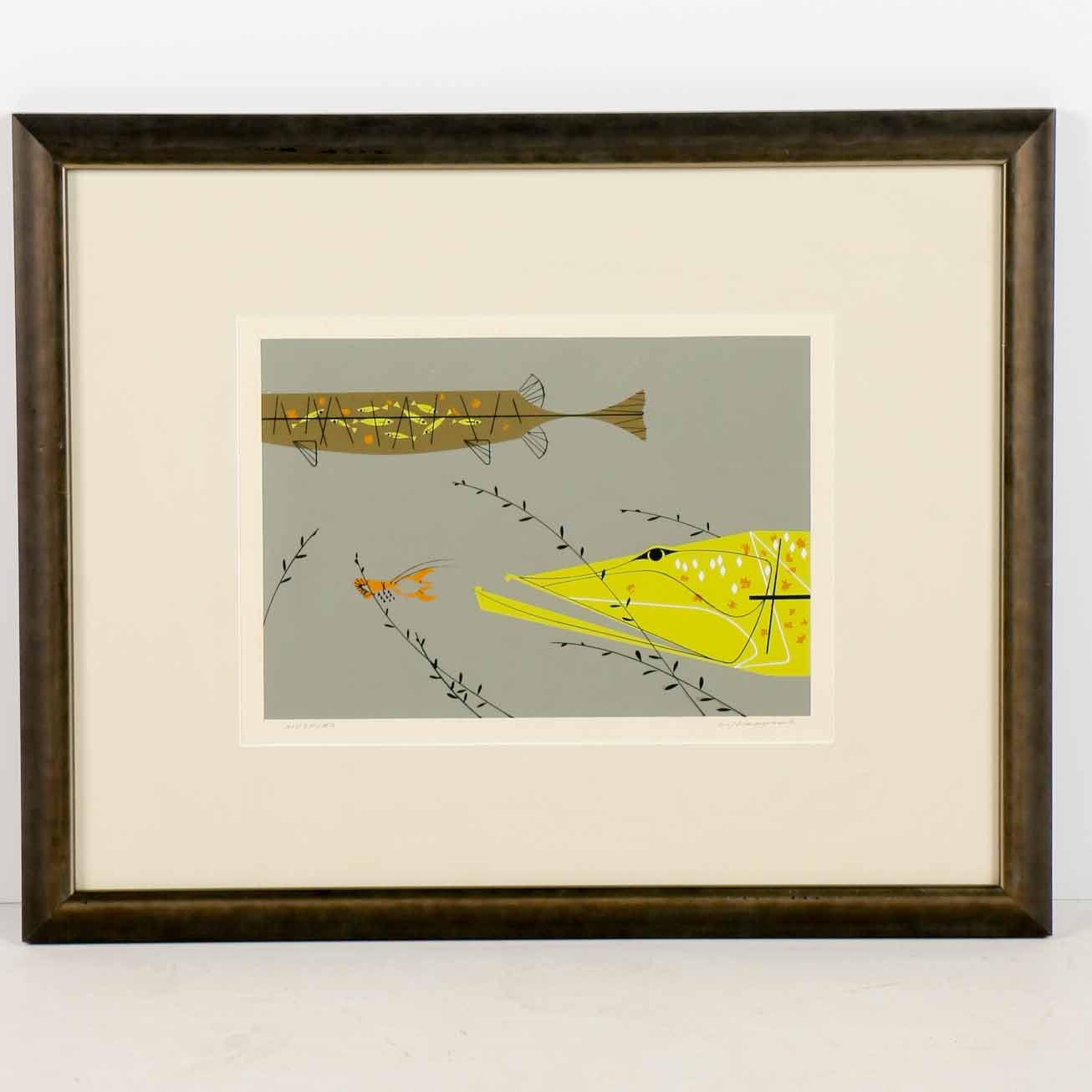 Signed Charley Harper Serigraph "Muskies"