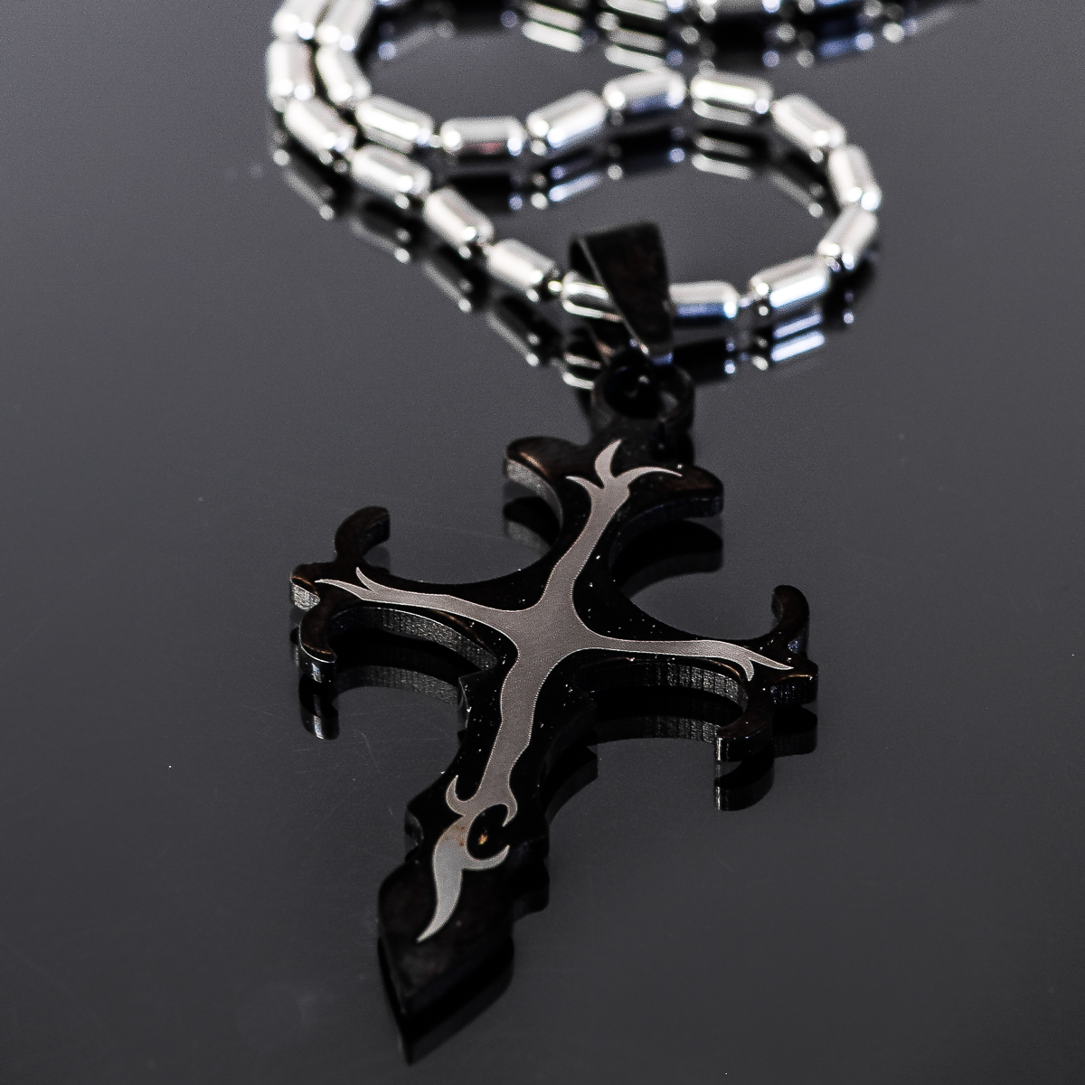 Stainless Steel Jagged Cross Necklace