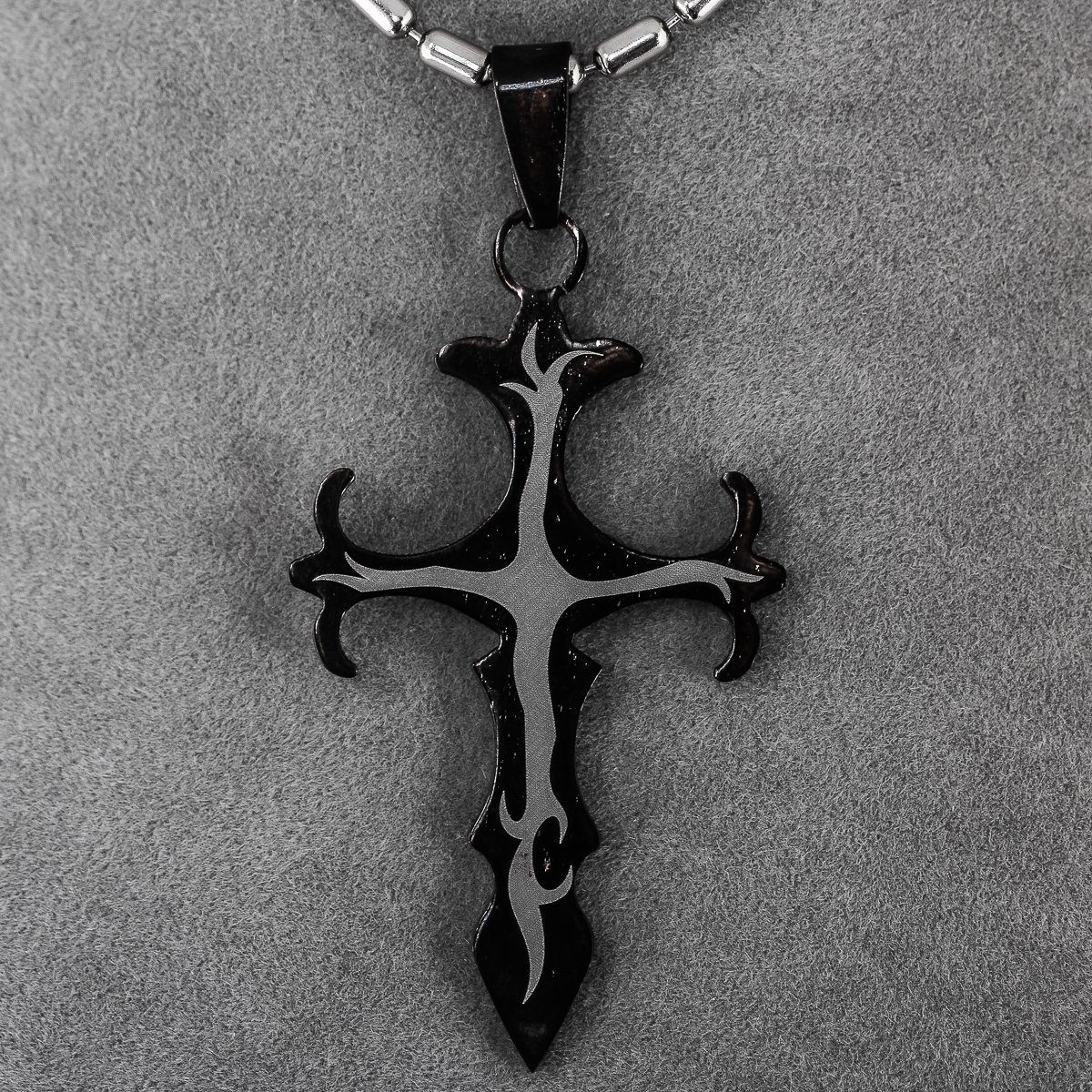 Stainless Steel Jagged Cross Necklace