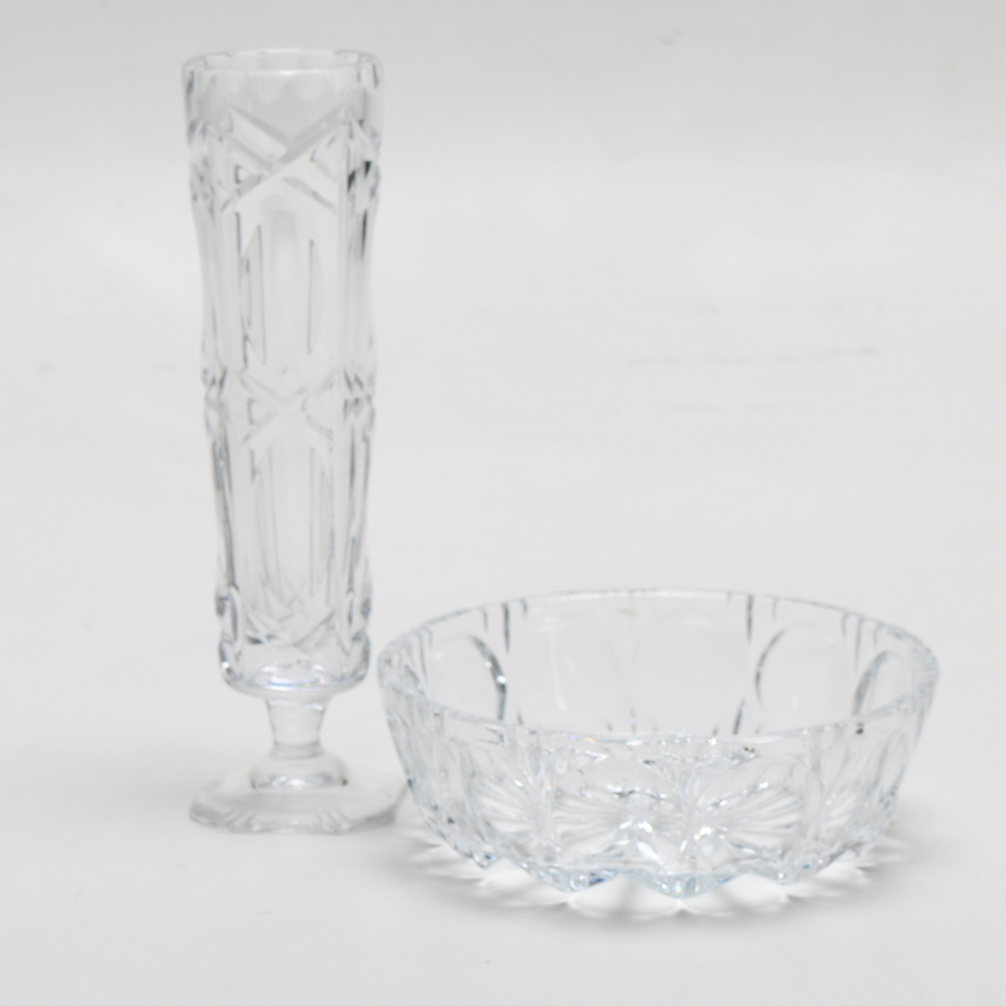 Cut Crystal Vase and Bowl