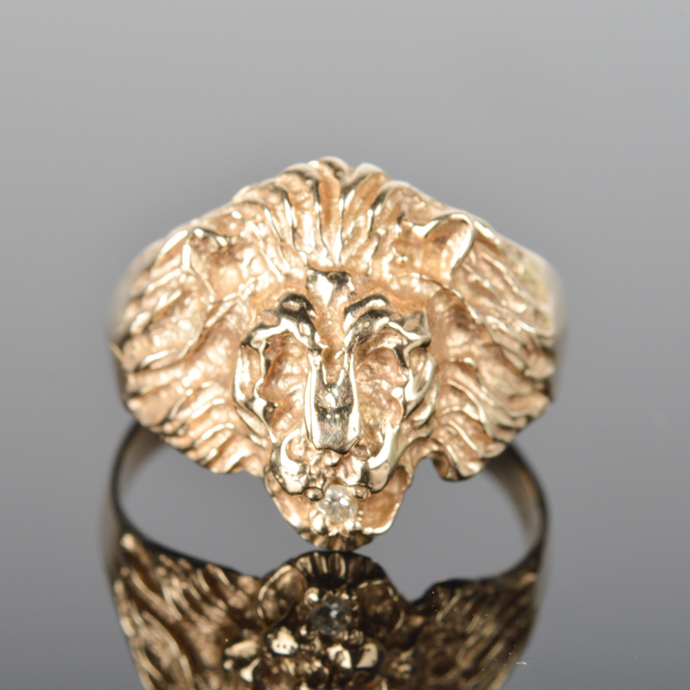 14K Yellow Gold Lion Ring