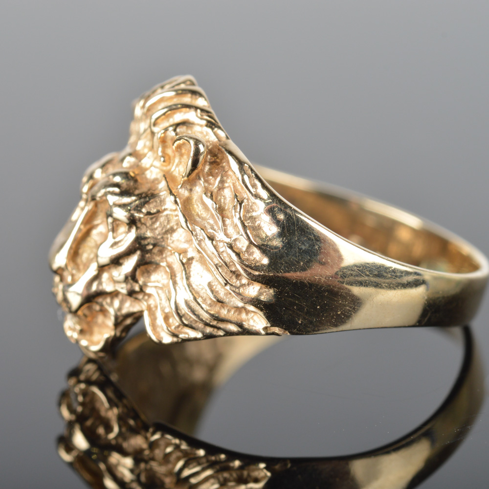 14K Yellow Gold Lion Ring