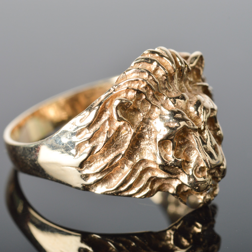 14K Yellow Gold Lion Ring