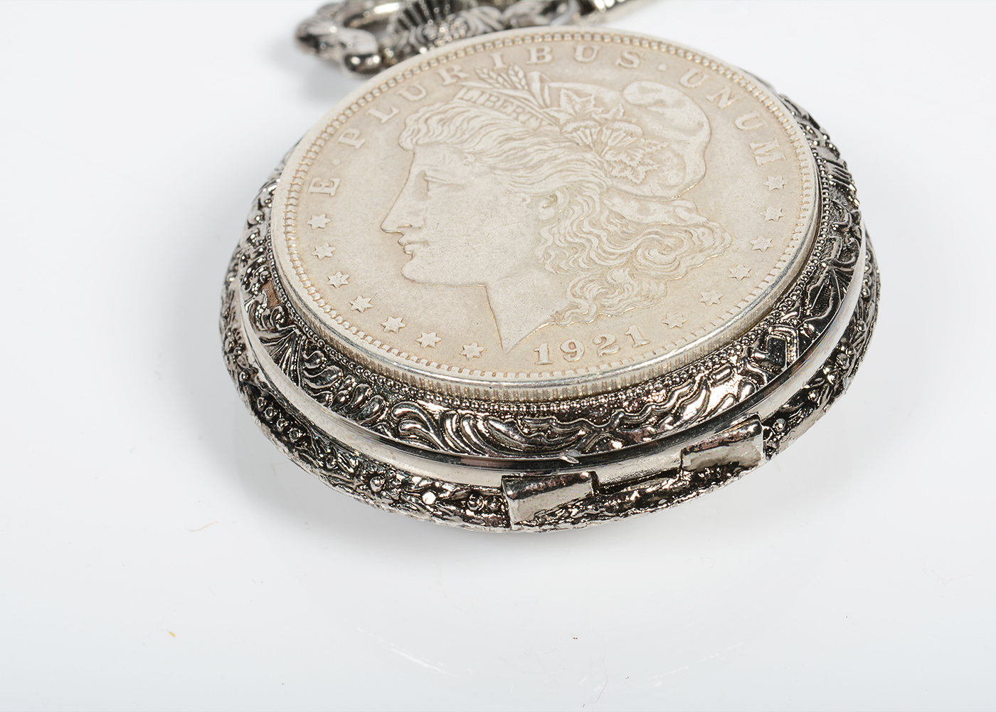 American Historic Society 1921 Morgan Silver Dollar Pocket Watch