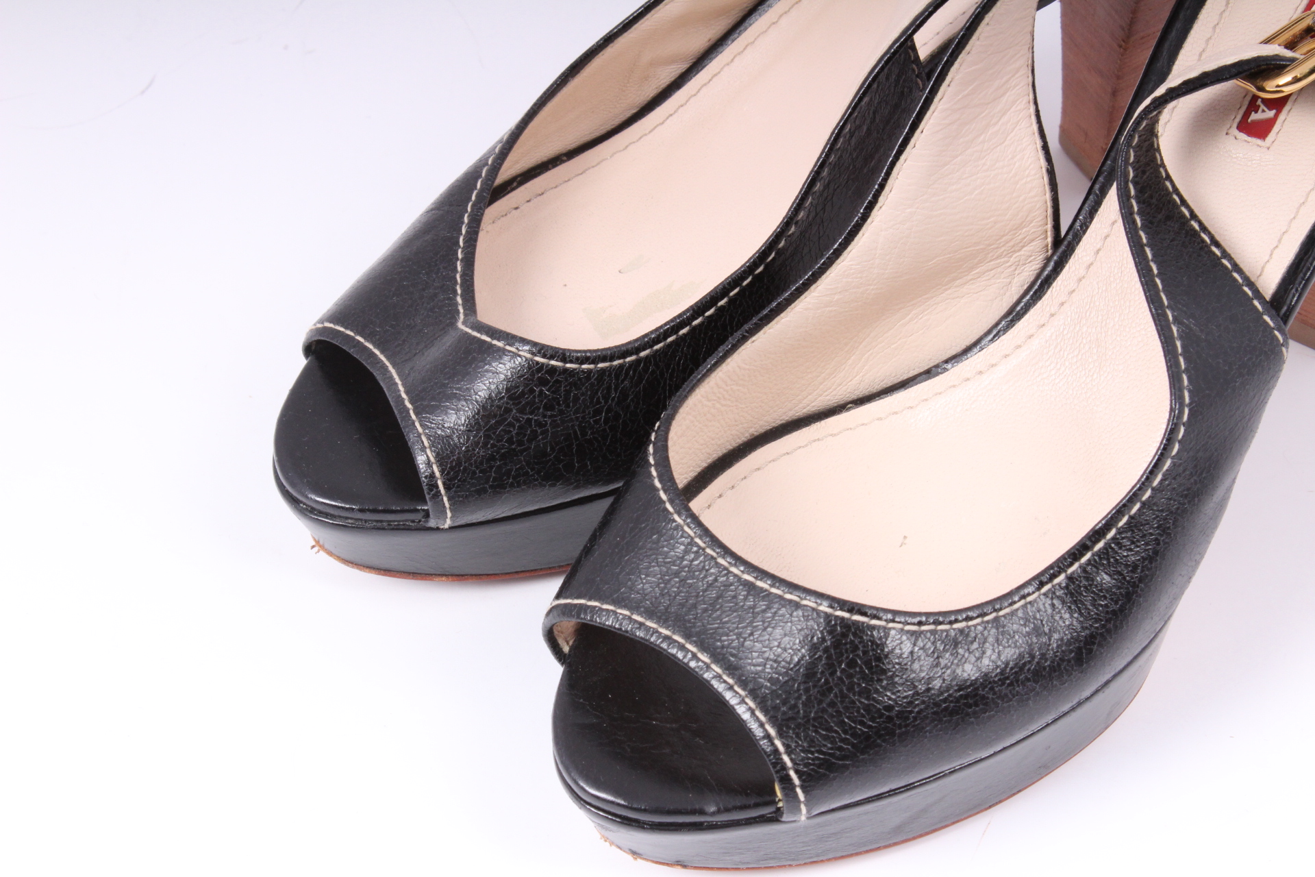 Prada Sling Back Platform Heels Size 36