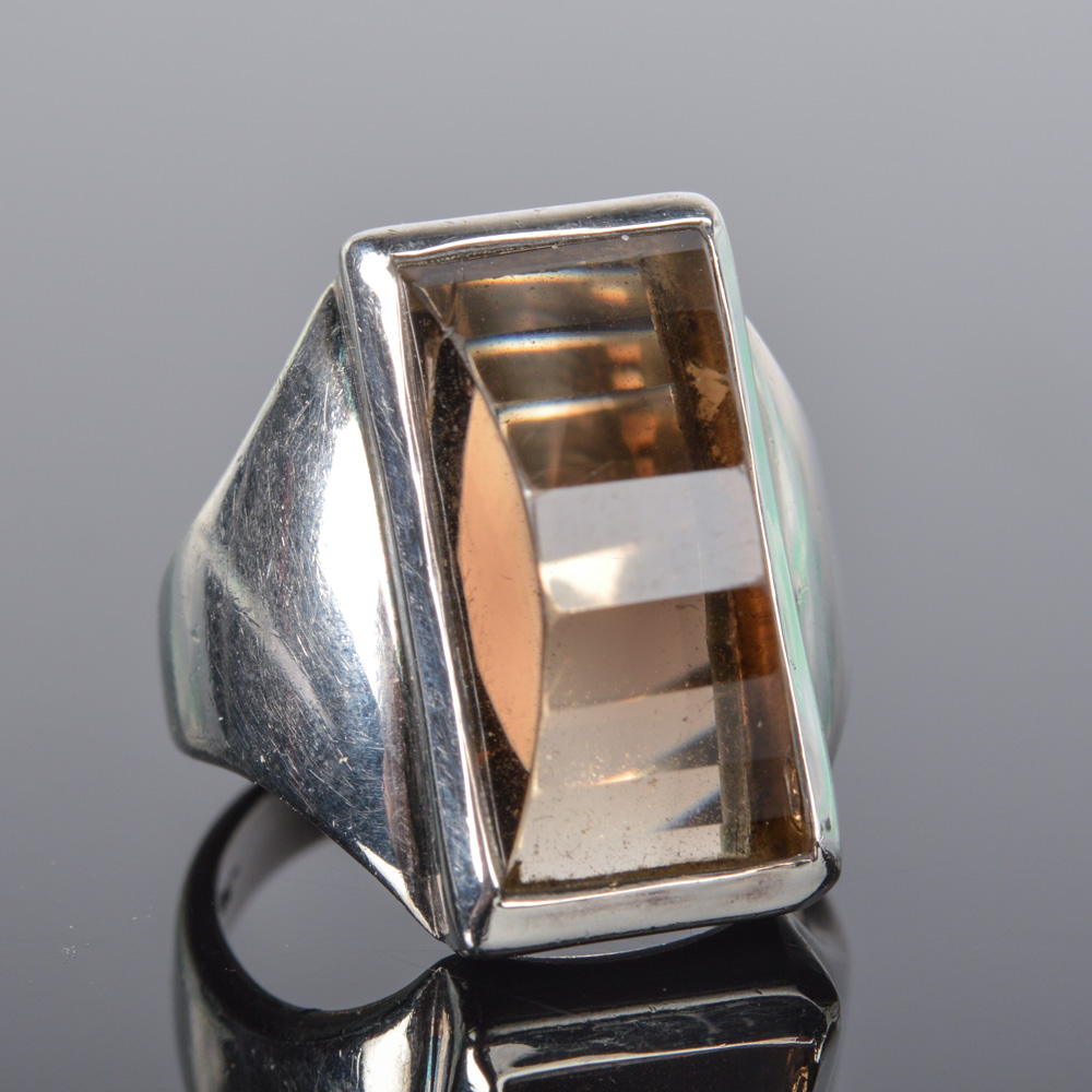 Sterling Silver Ring with Smoky Quartz