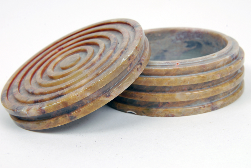 Pair of Indian Soapstone Trinket Boxes
