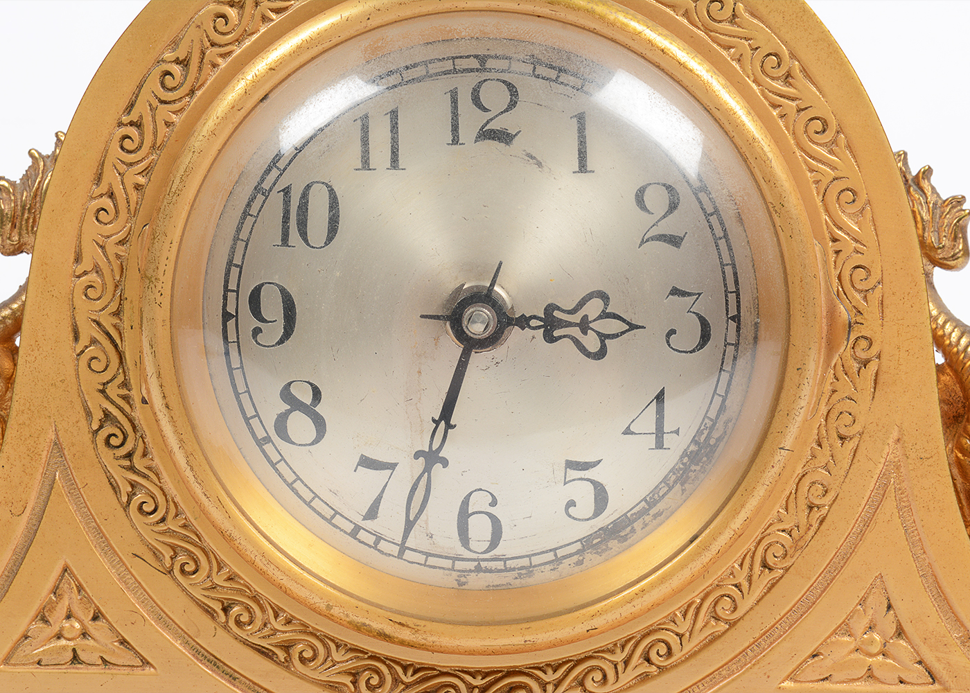 Cast Metal Gold Tone Mantel Clock