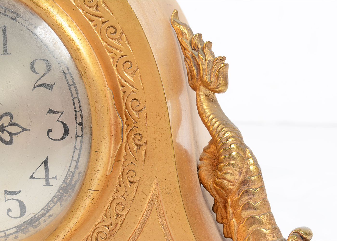 Cast Metal Gold Tone Mantel Clock